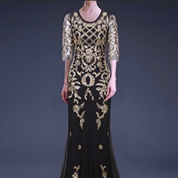 Vision for Innovation Black & Gold Sequined Gown - Picture 1 of 4